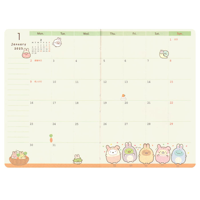 San-X Sumikko Gurashi Wide Thread-Bound Pocket Schedule Notebook Me67114