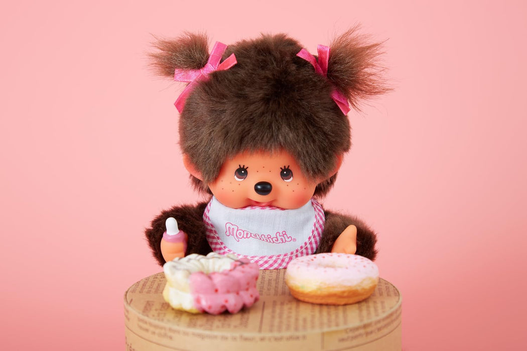 Sekiguchi Monchhichi Peluche Twintail Fille Ruban Rose 20Cm