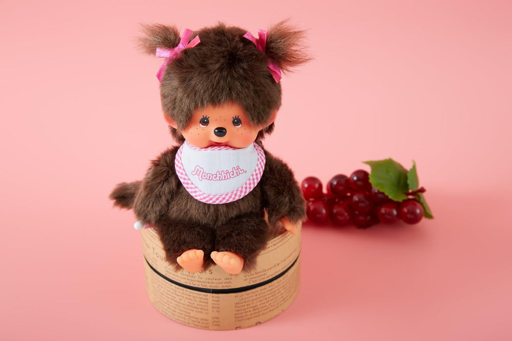 Sekiguchi Monchhichi Plush Toy Twintail Girl Ribbon Pink 20Cm