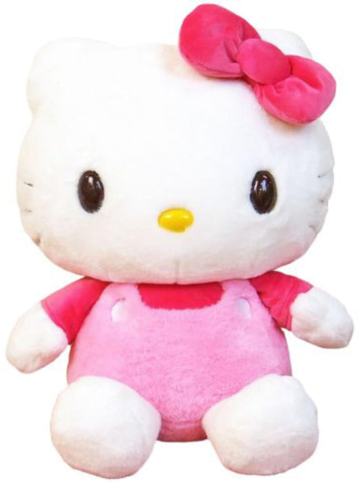 Peluche Hello Kitty rose de grande taille de Sanrio Nakajima - Moelleuse 44 cm x 36,5 cm x 26 cm