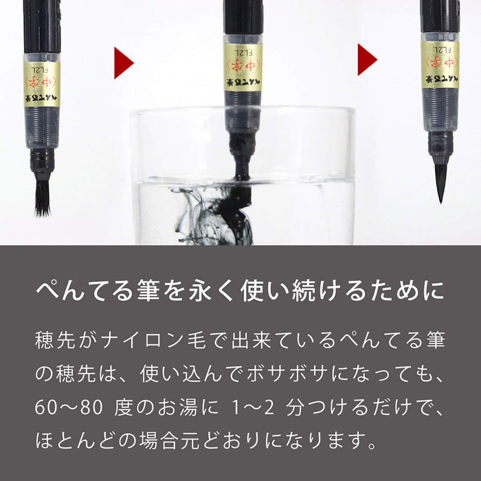 Pentel XFL2W Pinselstift für japanisches Papier, schwarze Tinte