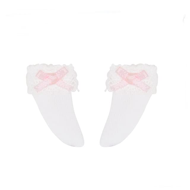 Chaussettes courtes en dentelle et ruban pour poupée Azone Picco Neemo 1/12 Blanc Rose Accessoire