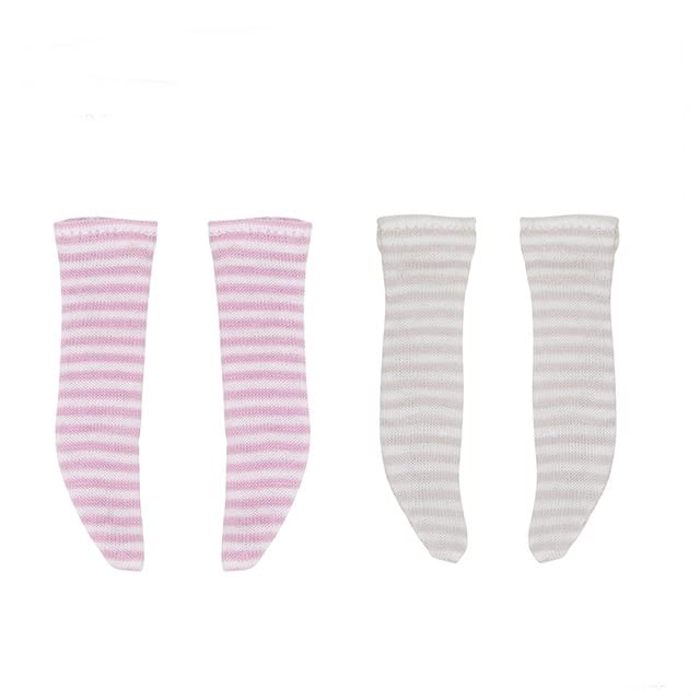 Azone Picco Neemo 1/12 Striped Socks B Set Pink White Beige White Doll Accessory