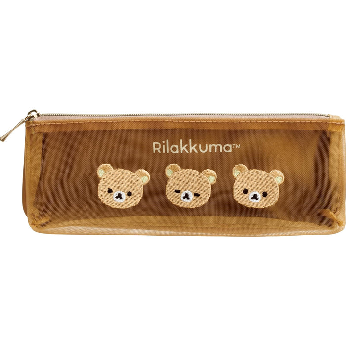 San-X Rilakkuma Mesh Pen Pouch Durable Organizer in Yellow