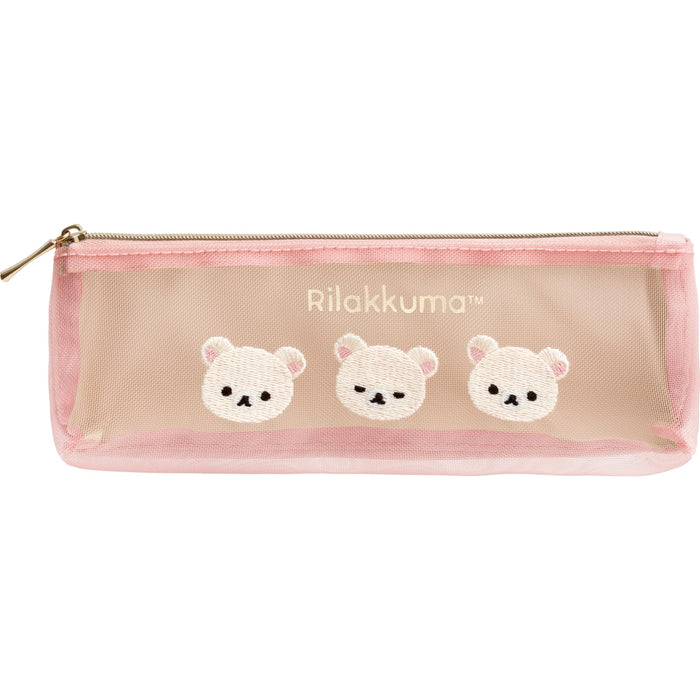 San-X Rilakkuma Pt16202 Mesh Pen Pouch | Light & Durable Stationery Case