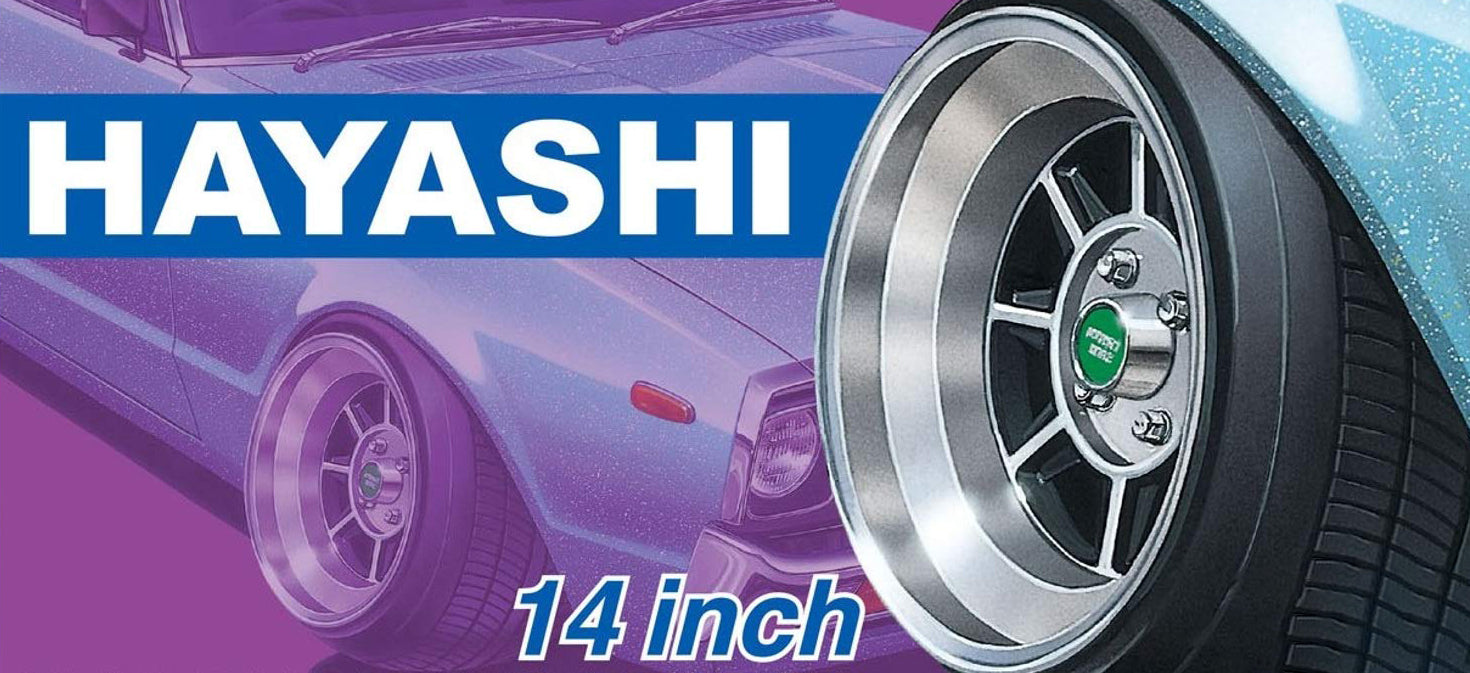 AOSHIMA - Tuned Parts 1/24 Hayashi 14Inch Tire & Wheel Set