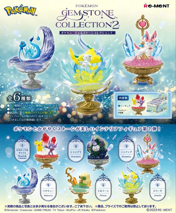 Re-Ment Pokemon Gemstone Collection 2 Box-Set, 6 Varianten, H115 x B70 x T70 mm