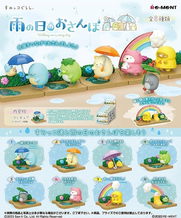 Coffret 8 pièces Re-Ment Sumikko Gurashi Rainy Day Walk 70 mm x 140 mm x 40 mm