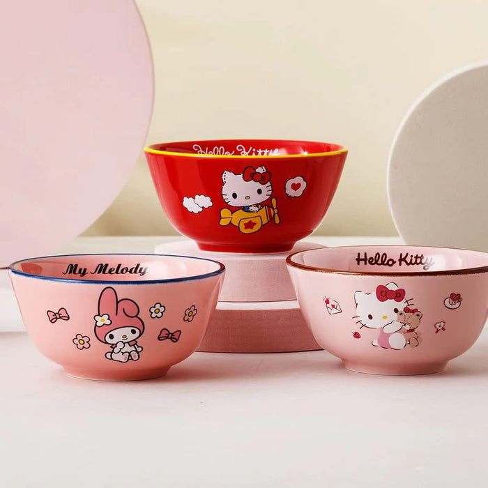 Bol à riz Hello Kitty de Bzerk - Jolie vaisselle en porcelaine rose lavable au lave-vaisselle