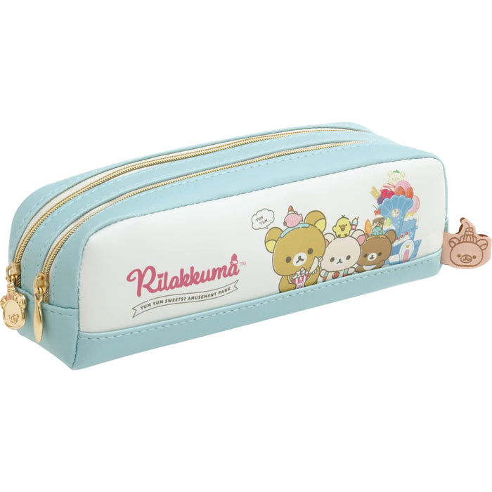 Pochette à stylos à double fermeture éclair San-X Rilakkuma | Conception étrange de parc d'attractions