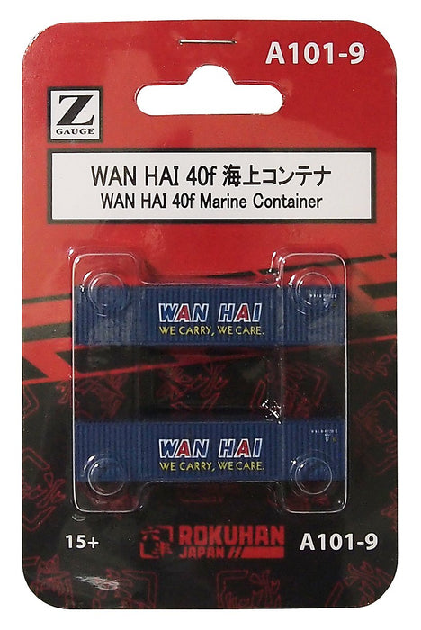 Rokuhan Z Gauge A101-9 Wan Hai 40F Sea Container Set (2 Pieces)