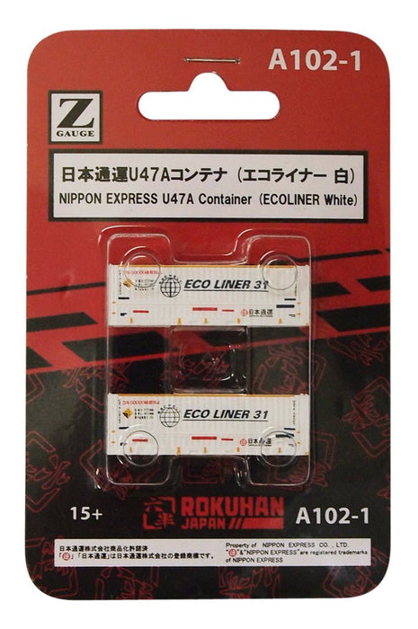 Rokuhan Z Gauge A102-1 Eco Liner White Nippon Express U47A Container 2 Pieces