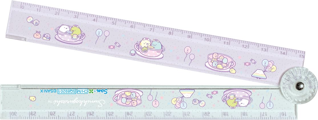 San-X Ch/M Folding Ruler Silver/Green - Portable 30cm Measurement Tool