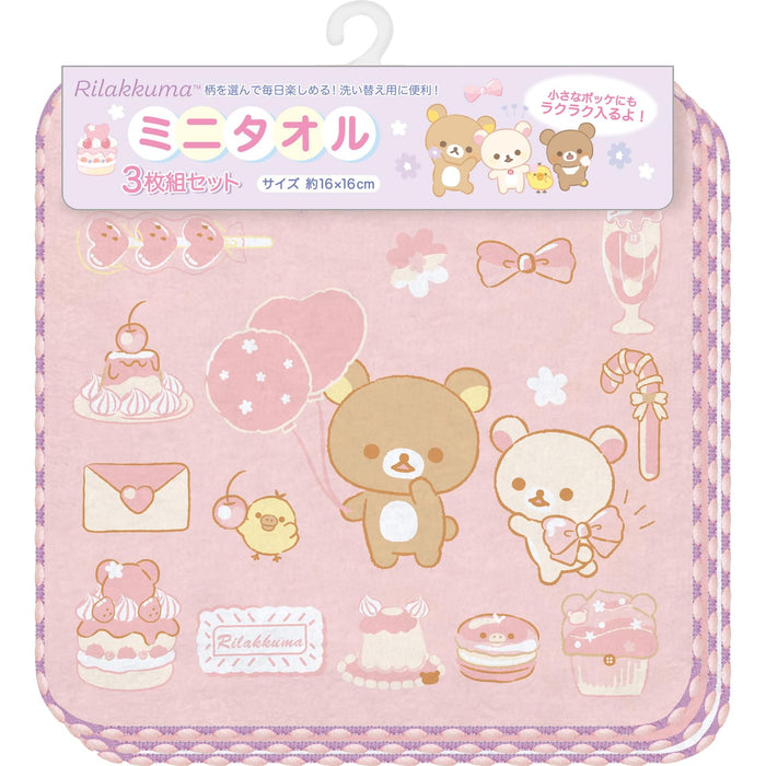 San-X Rilakkuma Mini-Handtuch-Set mit 3 Stück – weiche und saugfähige Handtücher für alle Altersgruppen