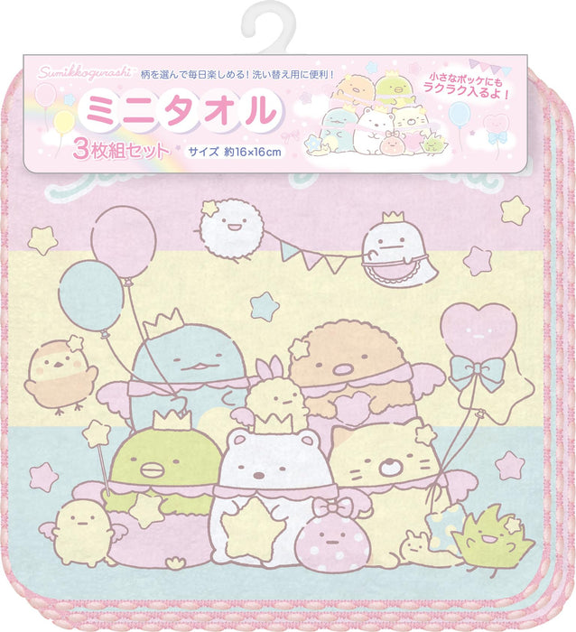 San-X Sumikko Gurashi Mini-Handtuch-Set, 3 Stück, rosa, cm45302