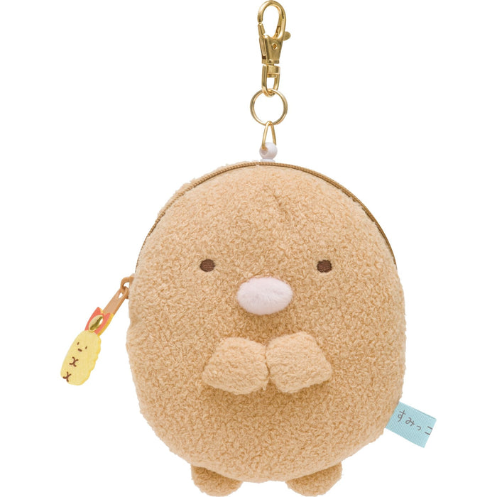 San-X Sumikko Gurashi Plush Reel Pass Case Tonkatsu 14.5x11.5x4.5Cm