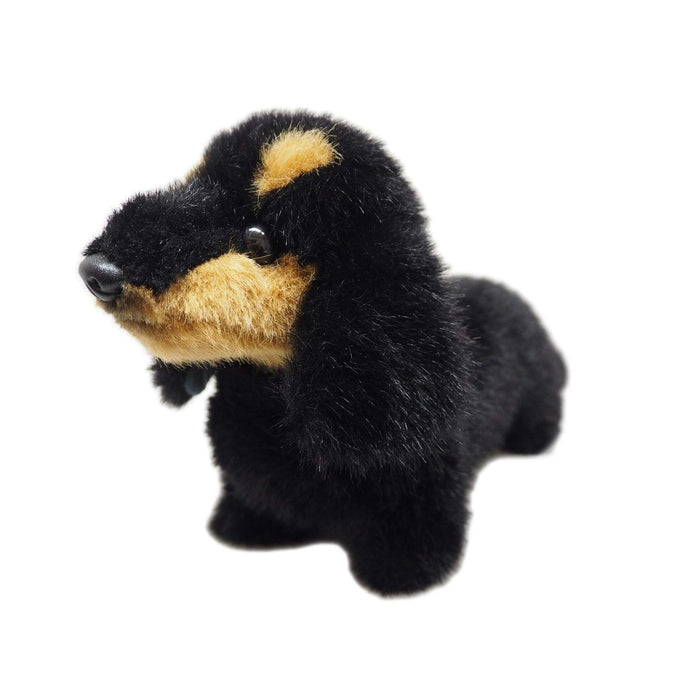 Sanei Boeki Dachshund Plush Toy - Black & Tan 26cm Standing Made in Japan