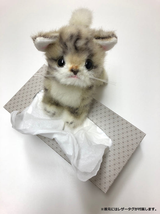 Sanei Boeki Reproduction gracieuse du chaton Miiya Gris Peluche 15 cm Fabriqué au Japon