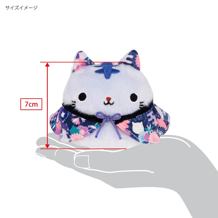 Sanei Boeki Local Dango Blue Haori Cat Plush Toy 7.5cm x 6cm x 7cm Kyoto