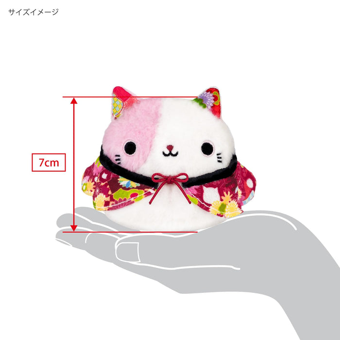 Sanei Boeki Local Dango Red Haori Cat Plush Toy 7.5x6x7cm Kyoto