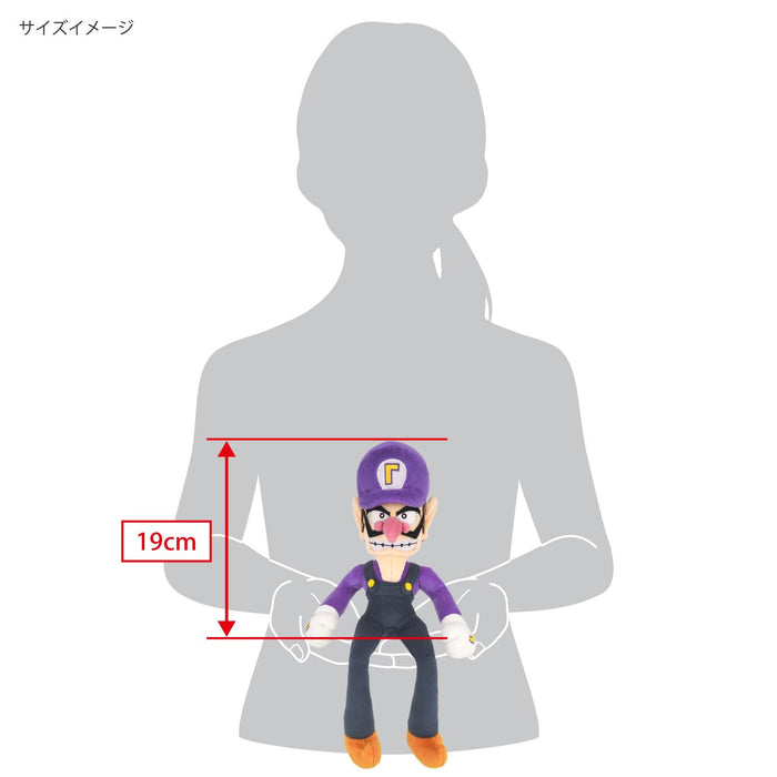 Sanei Boeki Super Mario All Star Waluigi Plush Toy 11x9.5x31cm