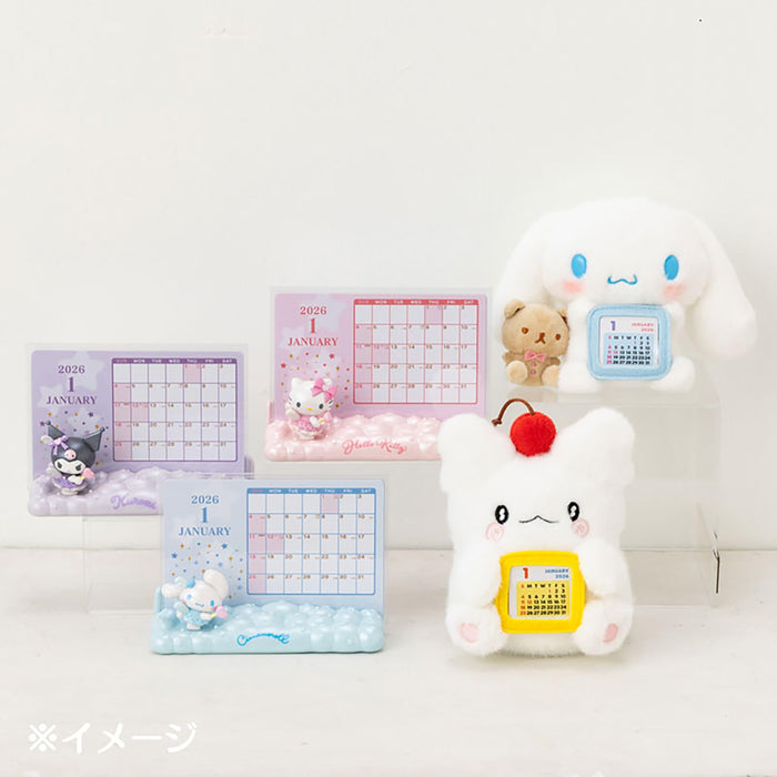 Calendrier de bureau Sanrio Hanamaru Ghost 2026 avec papier PVC polyester pelucheux