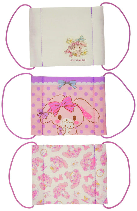 Lot de 3 masques en gaze pour enfants Sanrio Bonbon Ribbon lavables et respirants