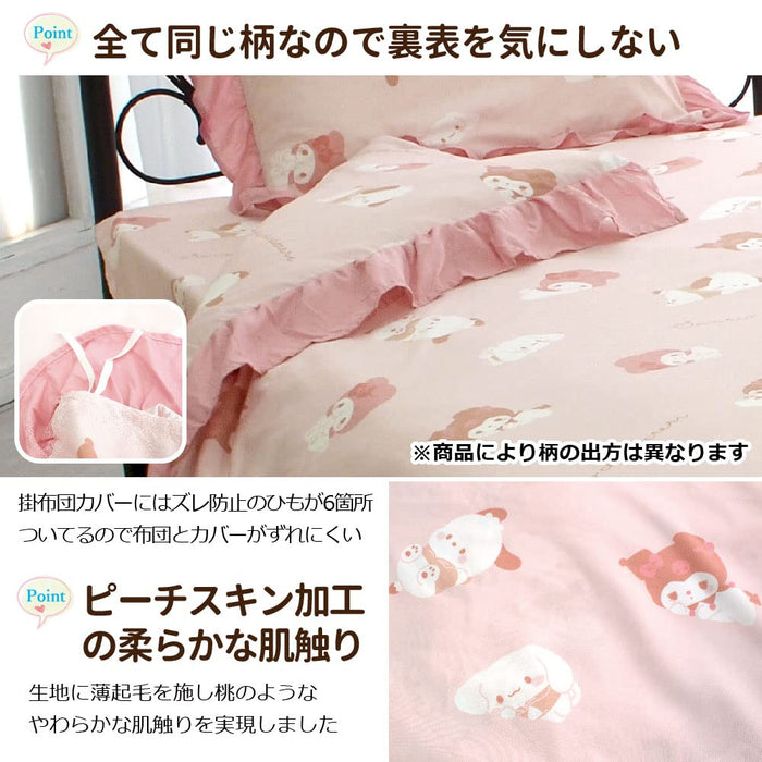 Ensemble housse de couette à volants personnages Sanrio 3 pièces - Taie d'oreiller simple et draps