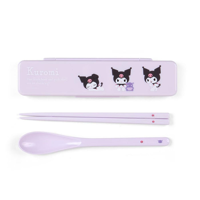 Sanrio Kuromi Chopsticks and Spoon Set - 18.8cm Lunch Goods for Kids