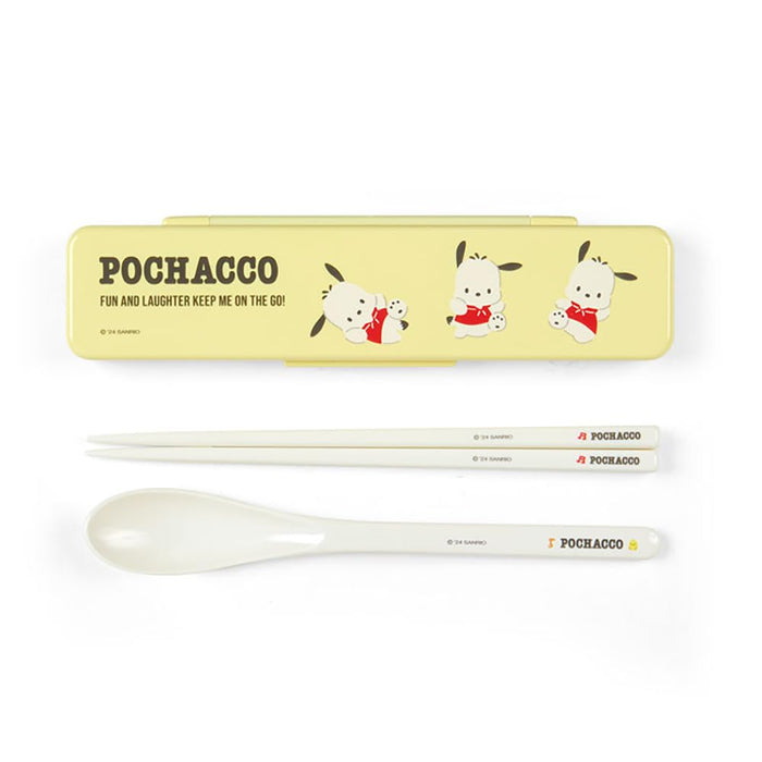 Sanrio Pochacco Chopsticks & Spoon Set 1.8x18.8x4.7 cm - New Lunch Essentials