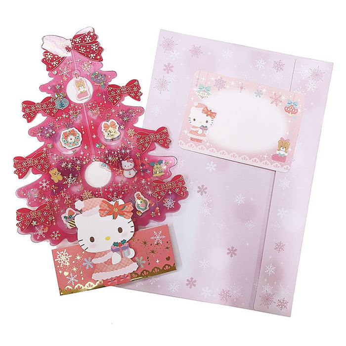 Carte de vœux de Noël Hello Kitty de Sanrio avec sapin rose - Matériau transparent