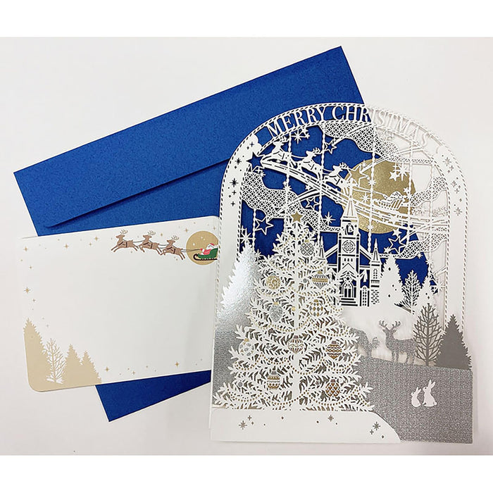 Sanrio Christmas Message Cards Laser Cut Tree Church Design - Can Ship Overseas