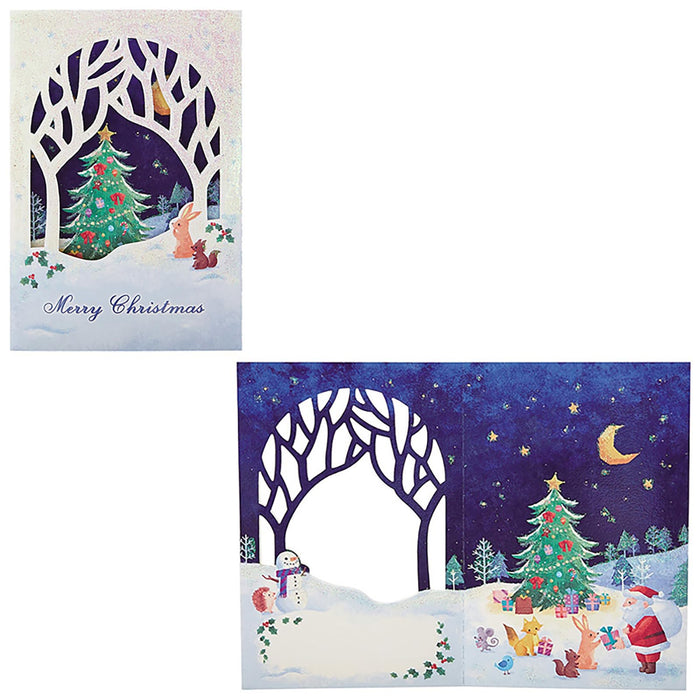 Cartes de Noël Sanrio avec Père Noël et animaux dans la forêt - Livraison à l'étranger