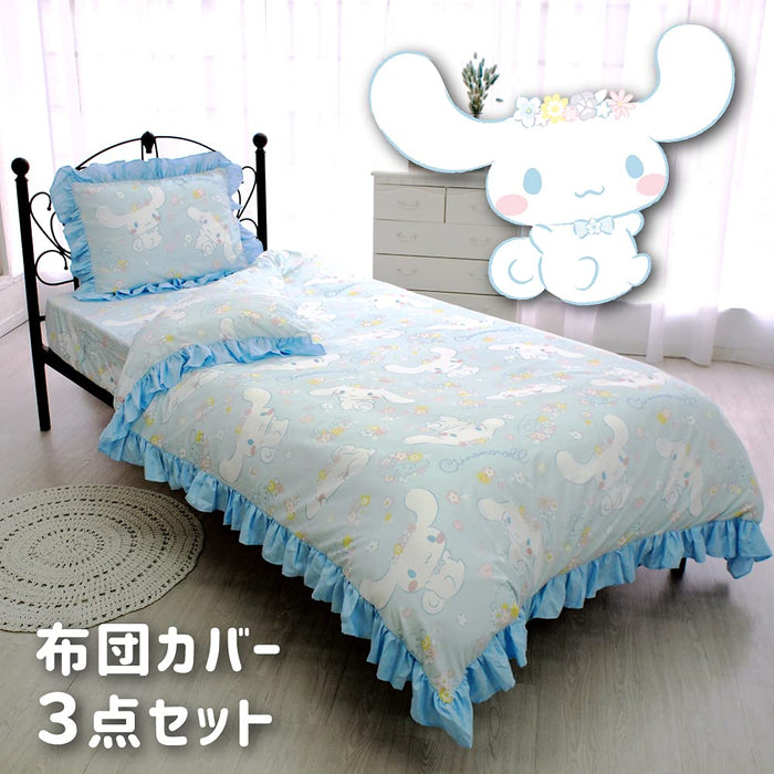 Parure de lit 3 pièces avec housse de couette, taie d'oreiller et draps Sanrio Cinnamoroll - Simple