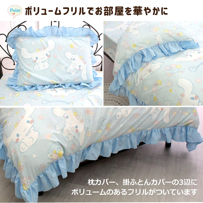 Parure de lit 3 pièces avec housse de couette, taie d'oreiller et draps Sanrio Cinnamoroll - Simple