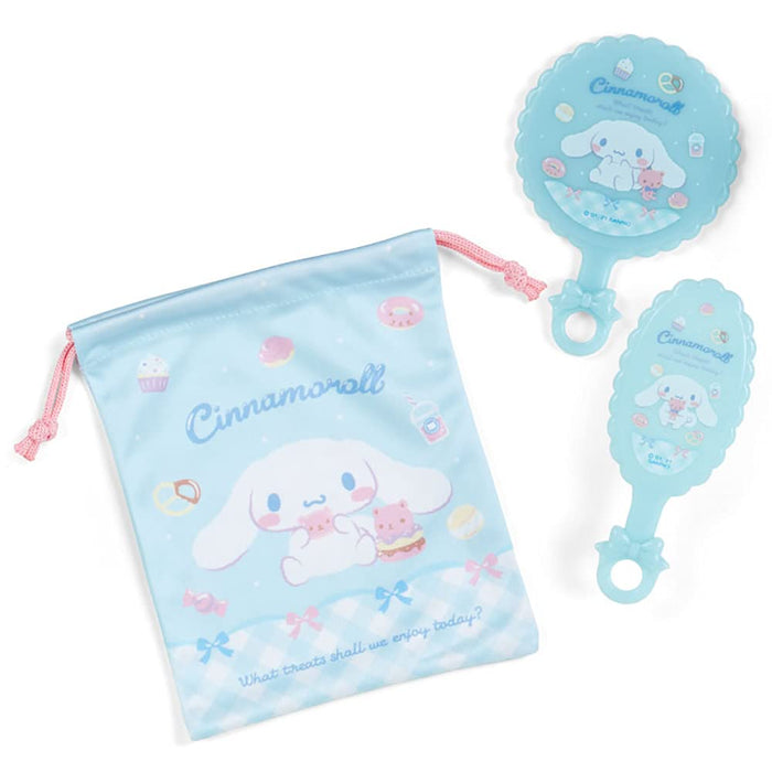 Sanrio Cinnamoroll Mirror Brush Set Cute Portable Beauty Accessory