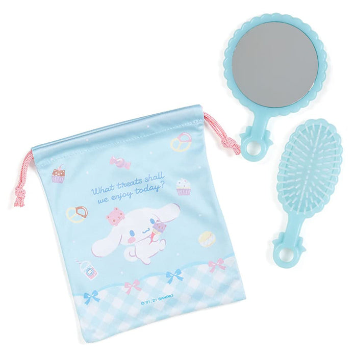 Sanrio Cinnamoroll Spiegelpinsel-Set, süßes tragbares Beauty-Accessoire