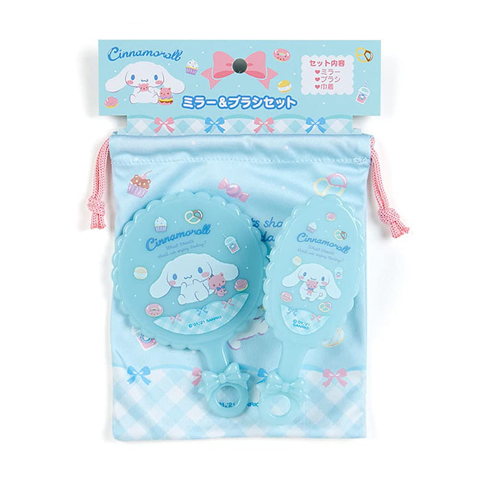 Sanrio Cinnamoroll Mirror Brush Set Cute Portable Beauty Accessory