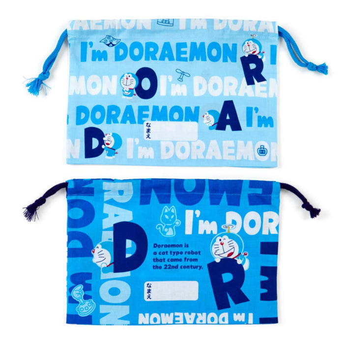 Sanrio Doraemon Lunch-Kordelzugbeutel 2er-Set – „I'm Doraemon“-Design