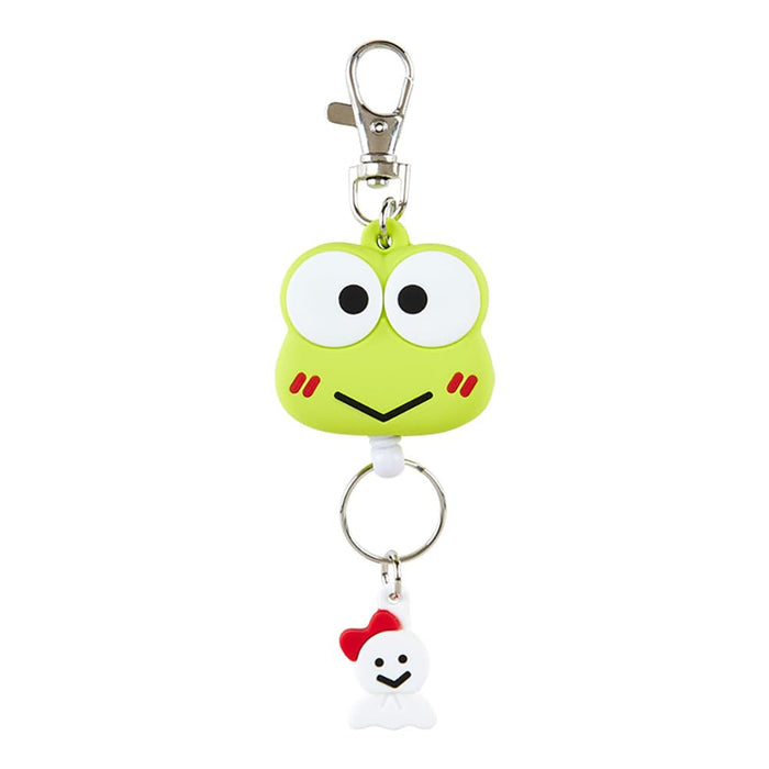 Sanrio Kerokerokeroppi Face-Shaped Reel Keychain 13.5x4.2x1.8 cm Mascot