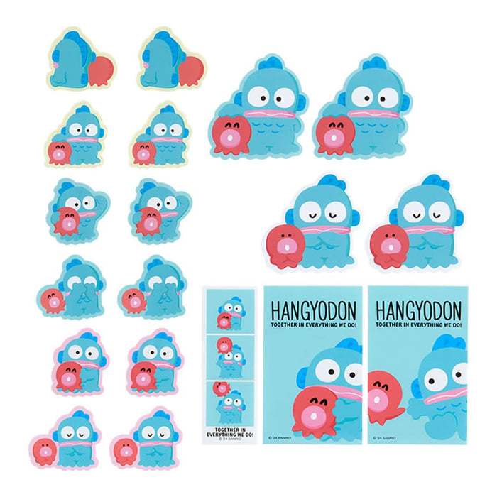 Sanrio Hangyodon Aufkleberset Halbfisch-Charakter 14x11x0,5 cm Übliches Paar-Design