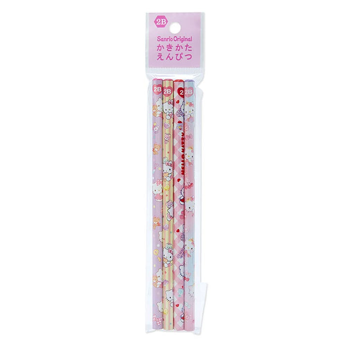 Sanrio Hello Kitty 2B Pencil Set of 4 for School and Office Use