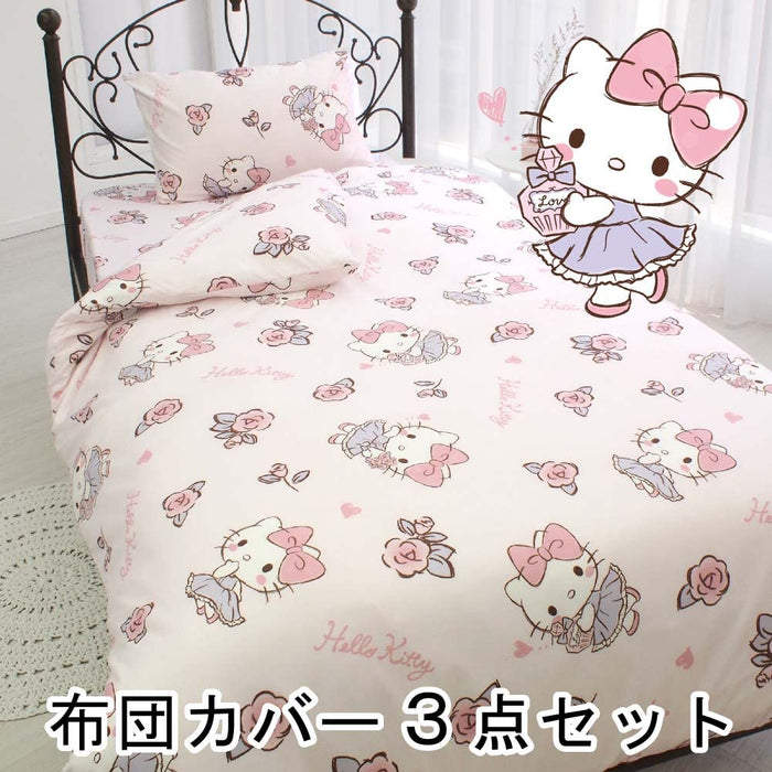 Parure de lit 3 pièces Hello Kitty de Sanrio pour lit simple, style japonais et occidental