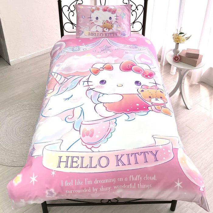 Sanrio Hello Kitty 3-teiliges Bettbezug-Set, Einzelbett, japanischer und westlicher Stil