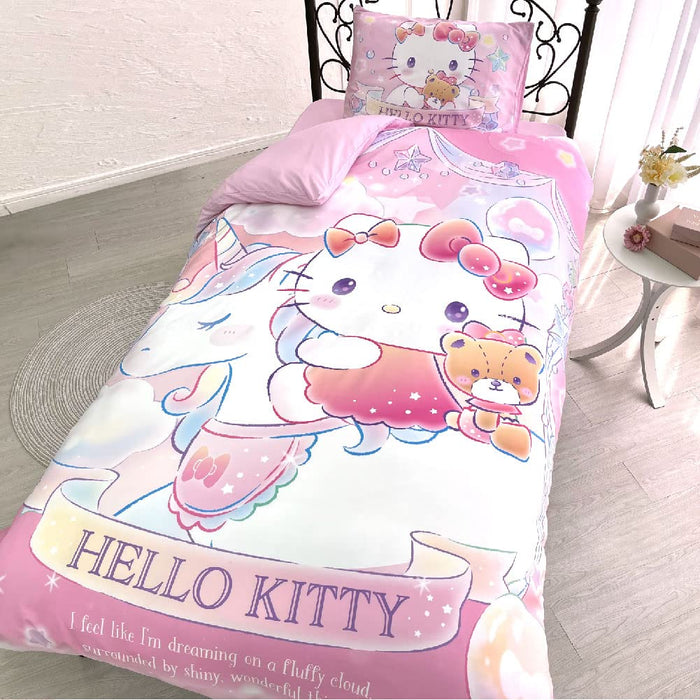 Sanrio Hello Kitty 3-teiliges Bettbezug-Set, Einzelbett, japanischer und westlicher Stil