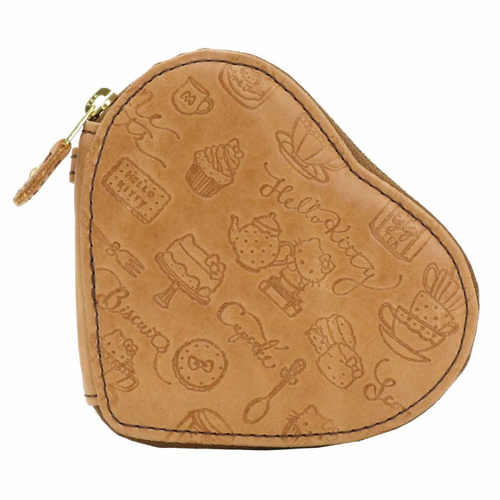 Portefeuille porte-monnaie en cuir véritable Hello Kitty de Sanrio Beige