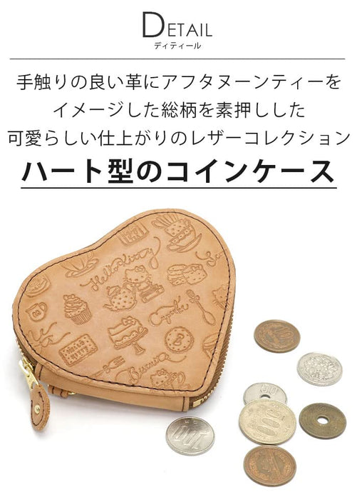 Portefeuille porte-monnaie en cuir véritable Hello Kitty de Sanrio Beige