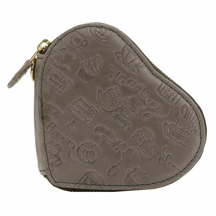 Mini portefeuille en cuir véritable gris Hello Kitty de Sanrio pour femme