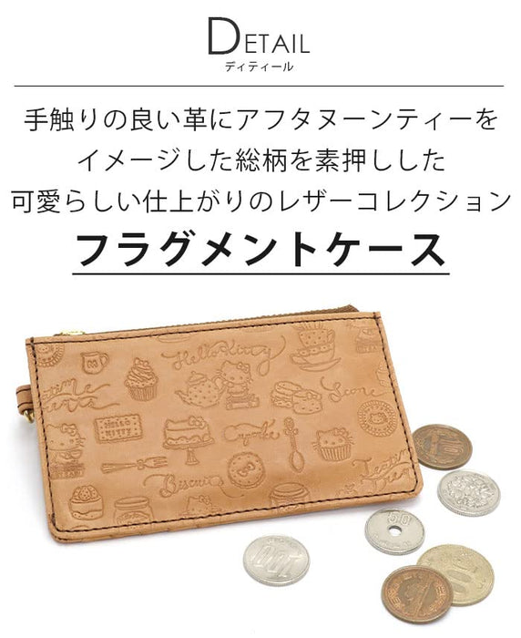 Mini portefeuille en cuir véritable gris Hello Kitty de Sanrio, porte-monnaie et porte-cartes