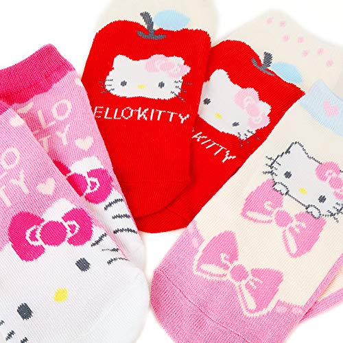 Lot de 3 paires de chaussettes pour enfants Sanrio Hello Kitty avec ruban 10-12 cm